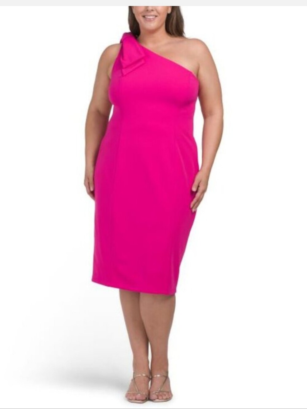 Nwt 20W MARINA One-Shoulder Sheath Dress in Hot Pink